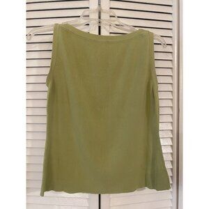 Ann Taylor LOFT Womens Cotton Blend Blouse Top Sz M Green Sleeveless Pullover